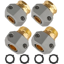 Garden Hose Repair Kits, 2 Sets Aluminum Alloy Water Hose Connector, Fit 3/4" and 5/8" Garden Hose, Male and Female Hose End Repair Fittings Replacement, Hose Mender Kit