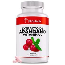 BioHerb® | Arándano Rojo Orgánico + Vitamina C | 90 Cápsulas | Extracto 100% Puro | Suplemento Alimenticio | Calidad Premium