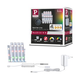 Paulmann 78865 LED Stripe MaxLED 250 Basic Set Smart Home Zigbee 1.5 m IP44 9W 300lm 30LEDs/m RGBW+ 24VA Dimmable Silver Plastic