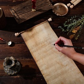 Epakh 3 Pack Blank Paper Scrolls Wrapped on Wood Rod Quick Drop Old Paper Aged Blank Scroll for Writing, Drawing, Calligraphy, Wedding Vows, Cosplay Prop, Renaissance Festivals, Tabletop Role Playing