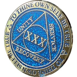 GORLENKE30 Year AA Medallion Reflex Blue Glitter Gold Plated Color Chip XXX
