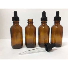 2oz Amber Glass Bottles for Essential Oils with Glass Eye Dropper - Pack of 4