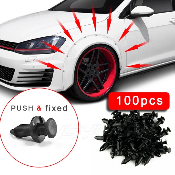 auto-partstrade 100 Pcs Bumper Clips 10mm Hood Fender Push Rivets
