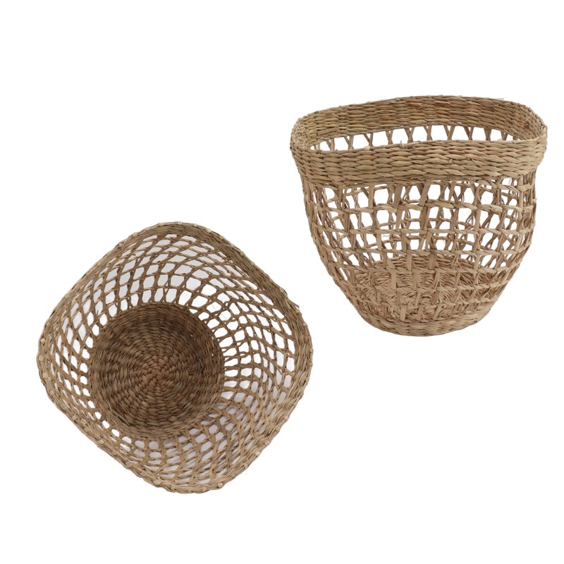 2PCS Woven Basket Handwoven Sea Grass Storage Basket for Flower