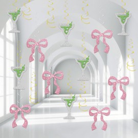 BOBYIYI A Tini Bit Older Swirl Decorations Martini Bow Party Decor Cocktail Theme Foil Swirls Ceiling Decorations for Girls Birthday Single Lady Bride Shower