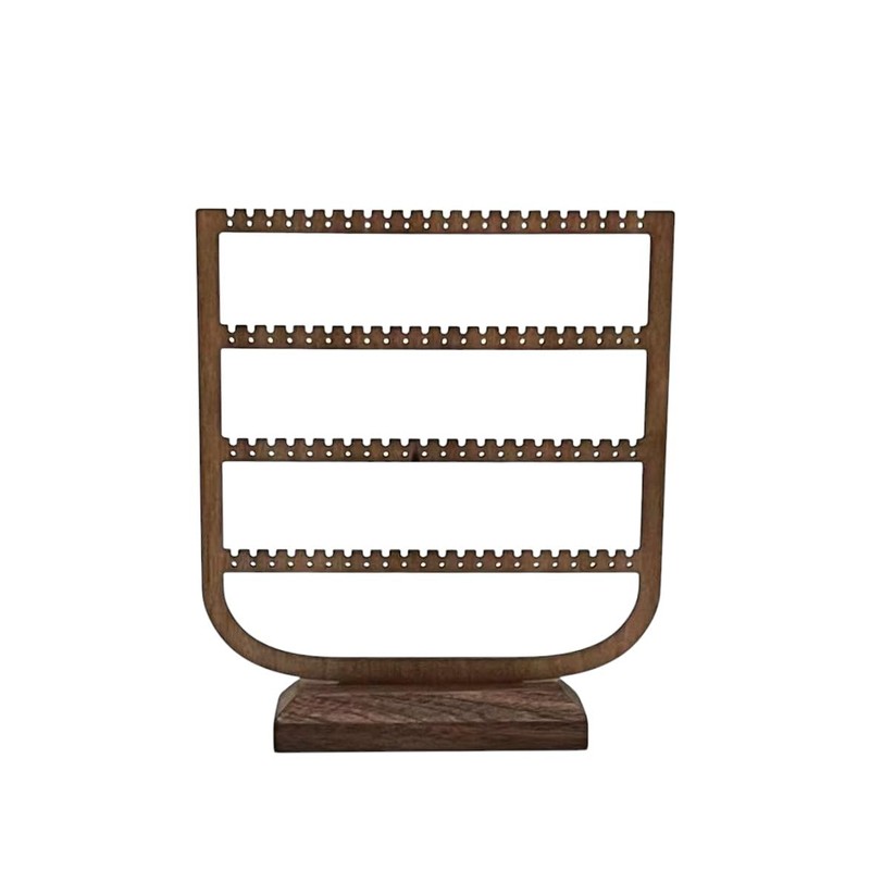 Practical Earring Organizer Stand Display Solid Walnut Wood Jewelry Tower