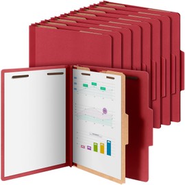 Skyygemm 24 Pcs Classification Folders Letter Size, 1 Divider Pressboard File Folder with Fasteners, Expanding File Organizer Bulk for School Teachers, Office Employee, Coworker, Staff (Red)
