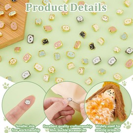 PH PandaHall 100 Pieces 10 Styles Mini Bear Panda Buttons 1 Hole Craft Buttons Made of Alloy for DIY Projects Handmade Sewing Doll Fabric Making 6.5/7.5 mm