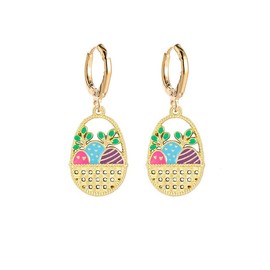 coadipress Rabbit Hoop Earrings for Women Enamel Bunny Animal Huggie Earring Lovely Carrot Rabbit Easter Egg Earrings Party Decorations Statement Jewelry (Easter Egg 2)