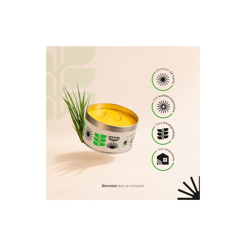 Velas de Citronela, Kit de 2 Velas Naturales de Soya