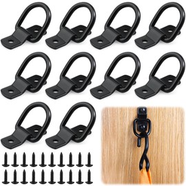 NINGYER Pack of 10 Lashing Eyelets with Load 400 kg, D Mounting Eyelets with 20 Screws, for Load Securing in Cars, Kayaks and Trailers (Black)