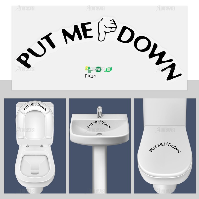 AUEAR, Funny Bathroom Toilet Seat Sticker Decal Reminder Decoration for