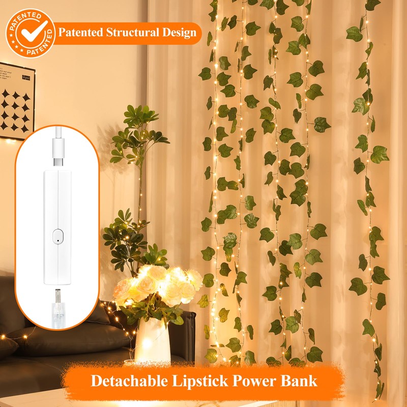 132FT(33FT*4)FT Lipstick Rechargeable Fairy Lights, Twinkle Lights Battery Operated, Mini