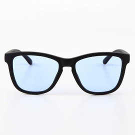 What Say Sunglasses, 17 Frame Color Variations, Colored Lenses, Mirrored Lenses, Wellington Design, Asian Fit, Trendy, UV400, Unisex, Soft & Hard Case Included, light blue/mud black