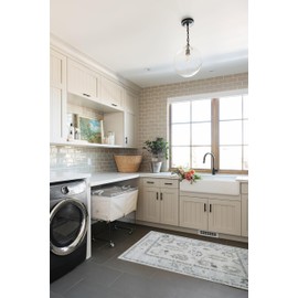 Fame Living Cream Beige Oushak Rug, Modern Rugs, Vintage, Turkish, Eclectic, Floral, Pastel, Washable, Small Throw, Accent Area Rug for Living Room, Bedroom, Kitchen, Bathroom, 2'5"x4'9"