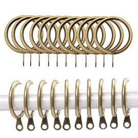 iPEAK 24 Pack Curtain Rings Metal Brass Curtain Rings Hanging Hooks For Curtain Rods Pole, 30mm Internal Diameter (Brass, 24 Rings)