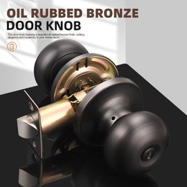 GOBEKOR 4 Pack Privacy Door Knobs Oil Rubbed Bronze Interior Door Knobs with Lock Bedroom Bathroom Door Knobs Bronze Door Hardware