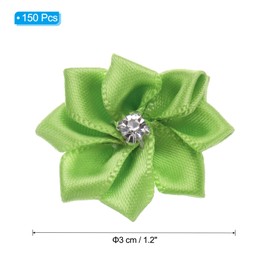 PATIKIL 1.2 Inch Small Ribbon Flowers, 150 Pcs Satin Ribbon Flowers Mini Fabric Flowers for Crafts DIY Wedding Ornament Appliques, Grass Green