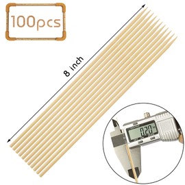 HANSGO Natural Bamboo Skewers, 5mm 8 Inch Wooden Skewers Barbecue Sticks for Appetiser, Fruit, Cocktail, Kabob, Chocolate Fountain, Grilling, 100PCS
