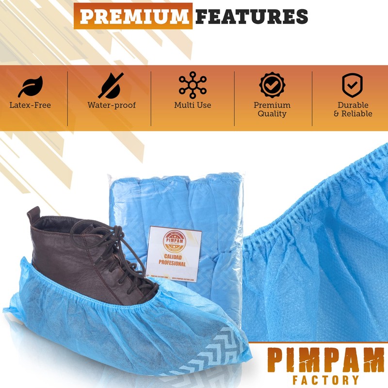 PimPam Factory - (Pack of 100) Non-Slip Plastic Shoe Covers