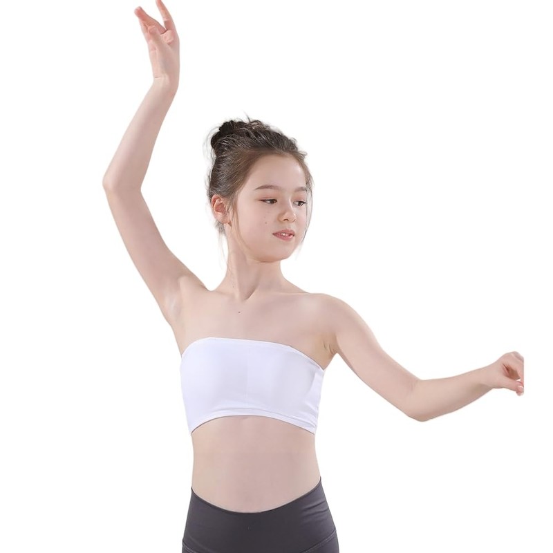 Yolrky Tube Top Kids Dance Bra with Cup Wirefree Bear