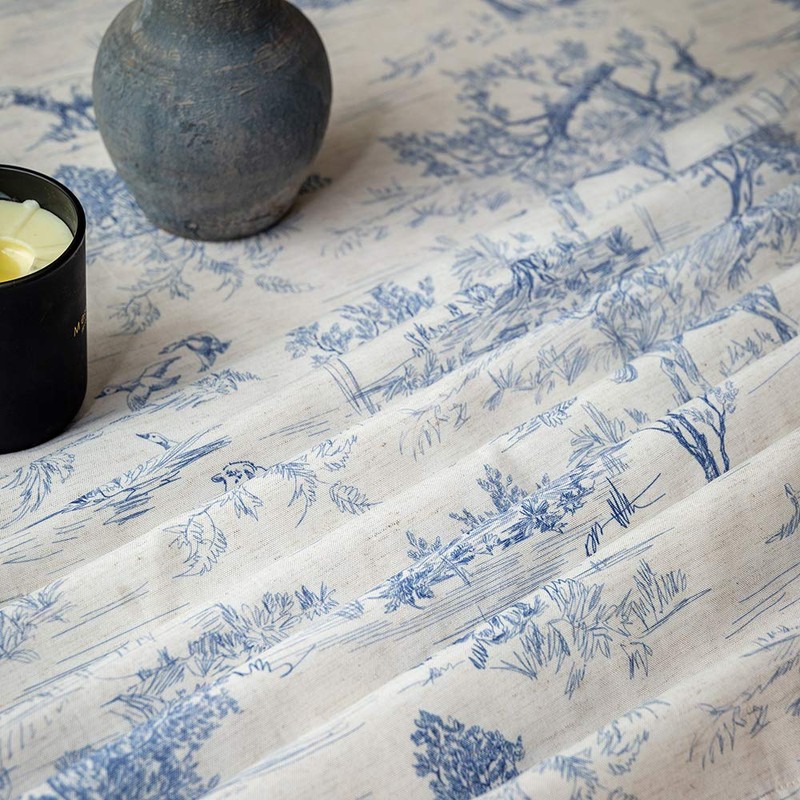 GLORY SEASON Rustic Tablecloth Classic French Village Printed Linen Fabric