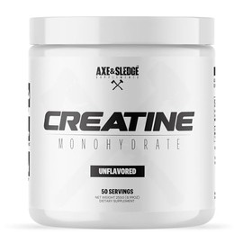 Axe  Sledge Suplementos básicos Creatina, mejora la fuerza, aumenta la masa corporal magra, potencia el rendimiento, sin sabor, 50 porciones          