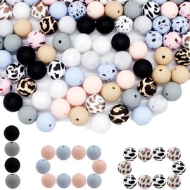 BIHRTC - 100 abalorio de silicona de 15 mm a granel, abalorio espaciadoras de silicona, abalorio de colores elegantes para manualidades, llavero, pulsera, collares, bolígrafos, accesorios de joyería