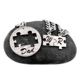 3 Piece Dad Puzzle Necklaces for Fathers and Sons Initials Jewelry, Hand Cut Coin, By NameCoins