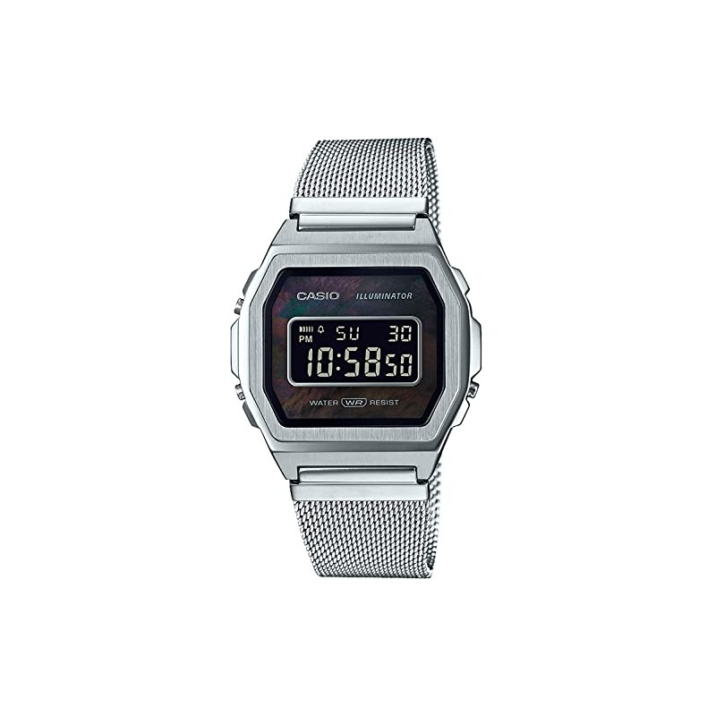 Casio A1000M-1BJF Premium Series Wristwatch, Standard, Unisex, Silver, White Mother