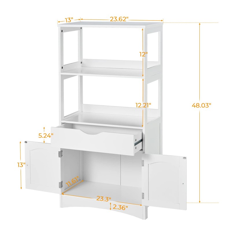 DICTAC Kitchen Pantry Storage Cabinets with Shelves,Drawer and Doors,Microwave Cart