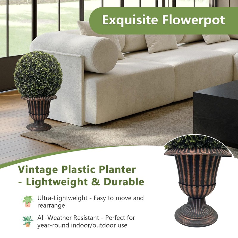 Dithoko 32" Ball Topiary in Brown Pedestal Pot, Artificial Faux