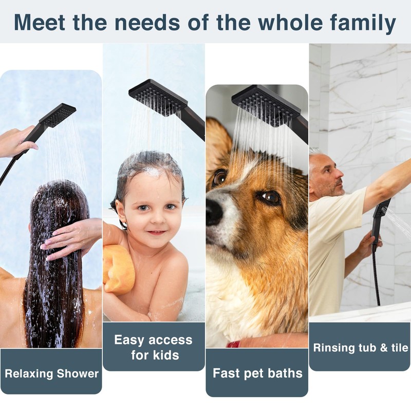 BRIGHT SHOWERS High Pressure Handheld Shower Head Set, High Flow