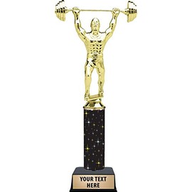 11" Weightlifter Barbell Male Trophies - Black Midnight Weightlifter Barbell Male Trophy Awards Prime
