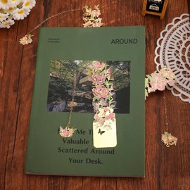 3 Metal Bookmarks - Beautiful Flower Bookmarks for Women - Peach Blossom, Hibiscus, Peony