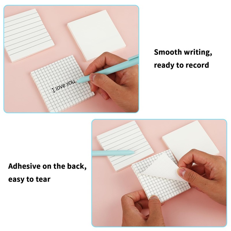 3 Pack Sticky Notes 3 x 3 Inches Aesthetic Sticky