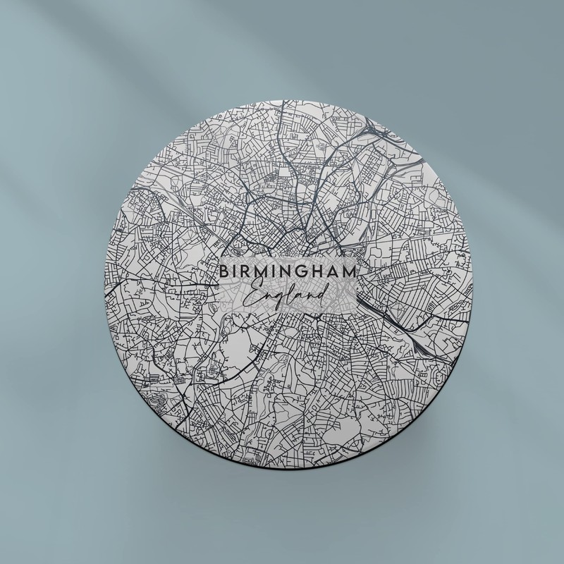 Round Single Coaster - Birmingham England UK Britain Map Travel