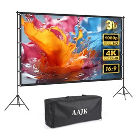 AAJK120-inch Portable Projector Screen with Stand – Elevate Your Outdoor Movie Nights with 4K HD Clarity and Lightweight Convenience
