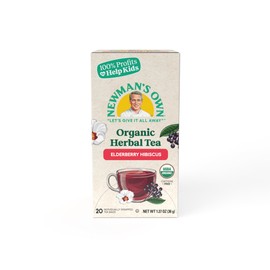 Newman's Own Organic Elderberry Hibiscus Tea Containing Healthy Antioxidants with 20 Individually Wrapped Bags Per Box (Pack of 2) USDA Certified Caffeine Free Brew Hot/Cold 40 Count