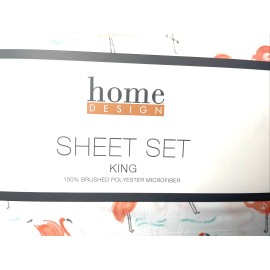 Home Design Flamingo Brushed Microfiber 4 Piece Sheet Set King $45