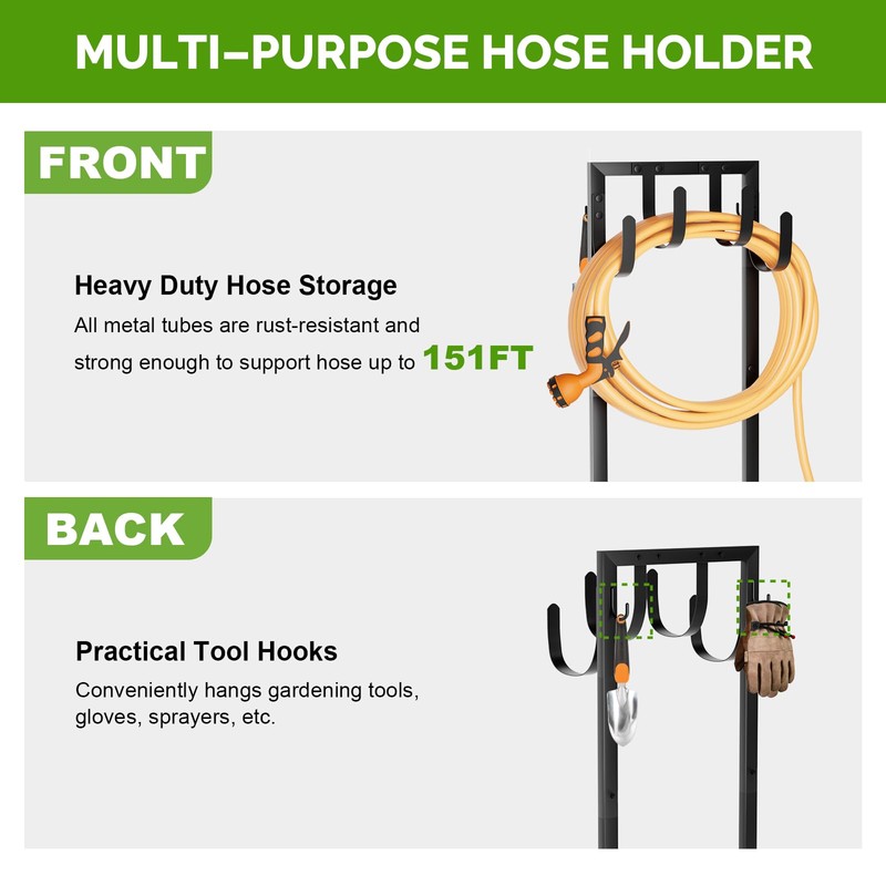 GAVISCITY Heavy-Duty Garden Hose Holder with Stable Base and Tool