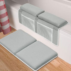 Baby Bath Kneeler with Elbow Rest Set Quickly Dry Kneeling Pad Elbow Support for Large Bathtub with Toy Organizer