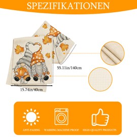 Autumn Table Runner, Autumn Decoration with Pumpkin and Maple Leaf Design, Christmas Decoration, Seasonal Table Decoration for Kitchen and Party, 140 x 40 cm