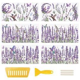WANDIC 6 Sheets Transfer Stickers Lavender Butterfly Bird Furniture Transfer Stickers for DIY Scrapbooking Photo Albums