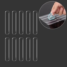 GaesQae Cabinet Door Bumper, Drawer Silicone Crash Pads Bumpers Strip for Drawers Glass Desktop Kitchen Furniture Picture Frames Sound Dampening Transparent Rubber Feet, 2.5inx0.4in 10pcs