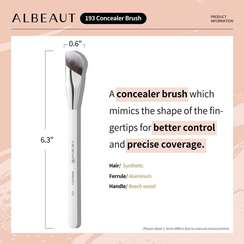 Albeaut Concealer Makeup Brushes 2 PCS Angled Brushes for Liquid,