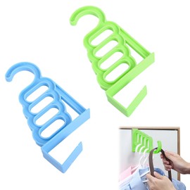 Door Hanger Set of 2 5 Door Hooks Over the Door Hook Hanging Easy Installation for Luggage Umbrella Clothes Storage Door/Door (Green & Blue)
