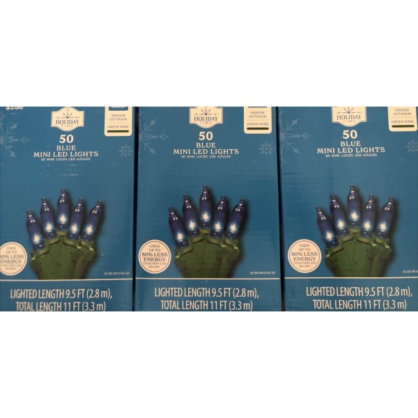 Holiday Time 3 Box Holiday Time 50 Ct Mini Blue