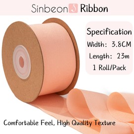 Sinbeon Orange Gift Ribbon 3.8 cm 23 m Chiffon Fabric Satin Ribbon Decoration for Wedding Gift Packaging Bouquet Party Home