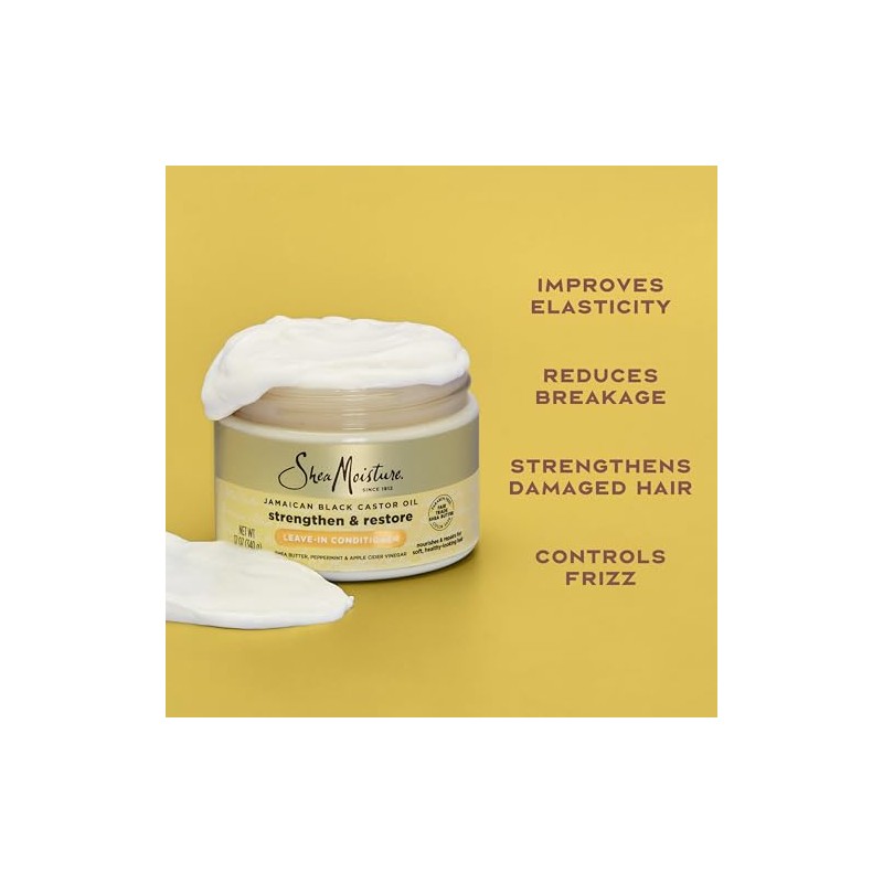SHEA MOISTURE Jamaican Black Castor Oil Leave-In Acondicionador 312G/11Oz, No